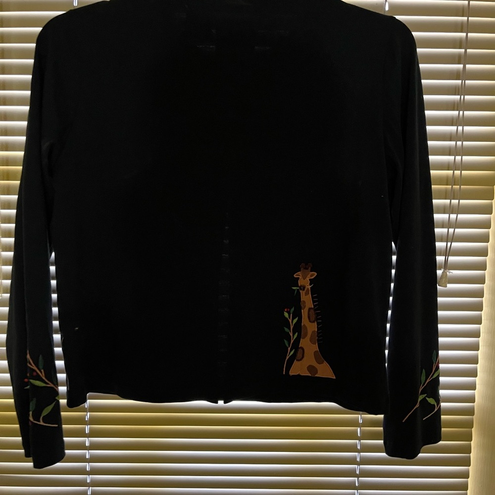 Michael Simon Black Cardigan with Giraffe Design - Picture 3 of 3